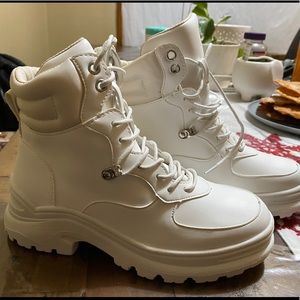 White combat boots